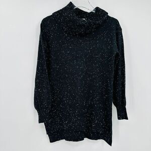 LOFT Size XS Black & White Speckled Cowl Neck Thin Knit Tunic Sweater Top
